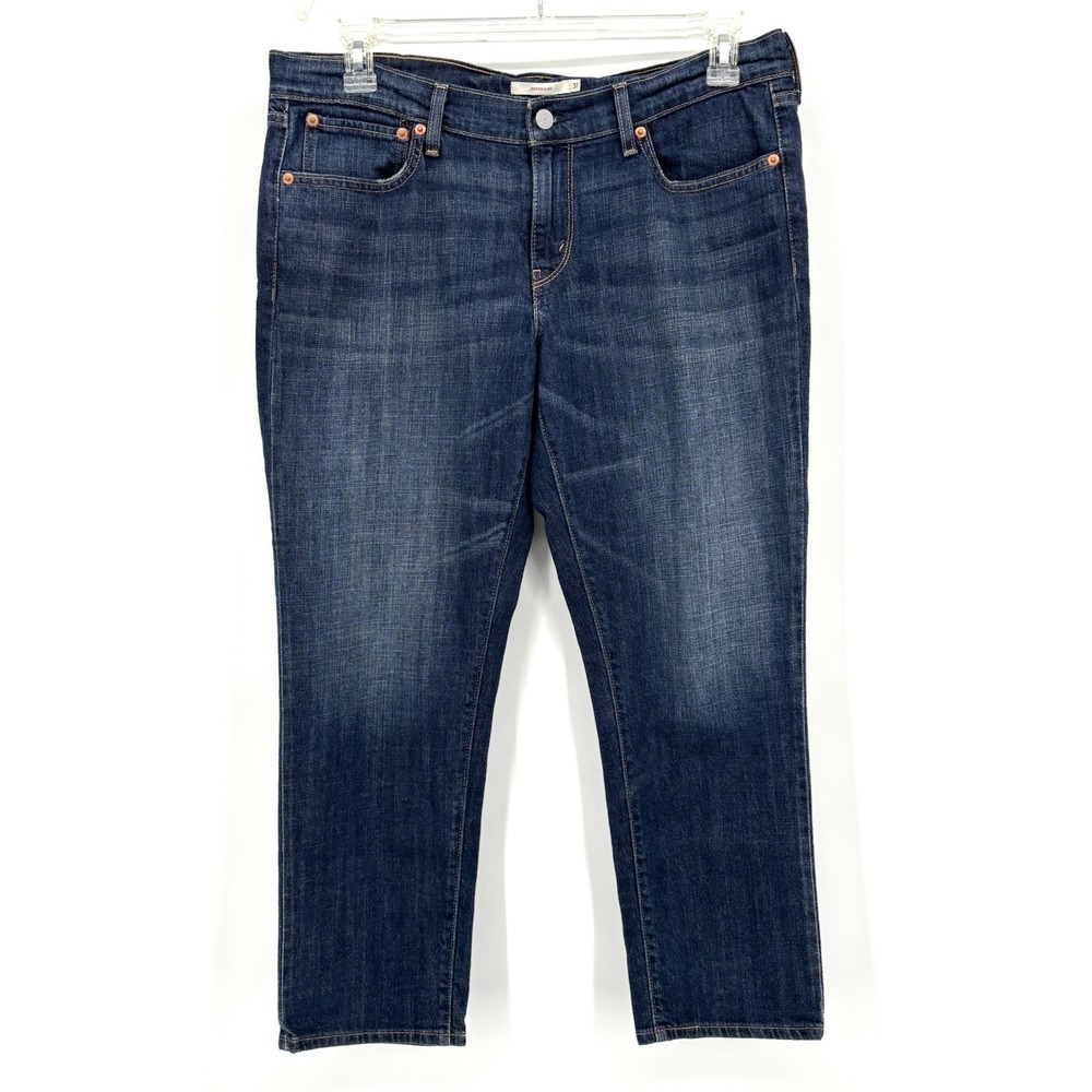 Levi's Boyfriend Jeans Size 31 Women's Dark Wash Stretch‎ Denim Casual Mid Rise